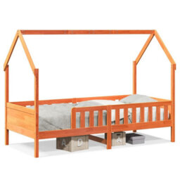 Berkfield Kids' House Bed Frame Without Mattress Wax Brown 90X200 Cm Pine - thumbnail 2