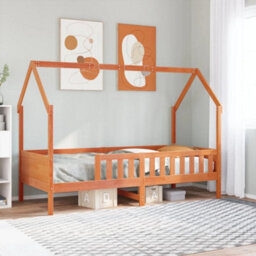 Berkfield Kids' House Bed Frame Without Mattress Wax Brown 90X200 Cm Pine - thumbnail 1