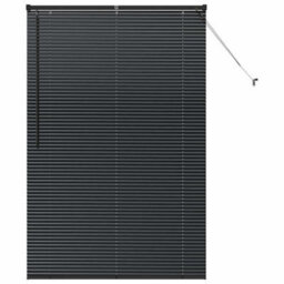 Berkfield Modern Window Blind With Curtains Manual Black Aluminium