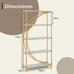 White Bookshelf Industrial Etagere Bookcase With Open Storage Shelves - thumbnail 2