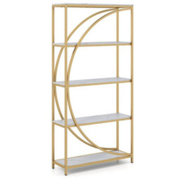 White Bookshelf Industrial Etagere Bookcase With Open Storage Shelves - thumbnail 6