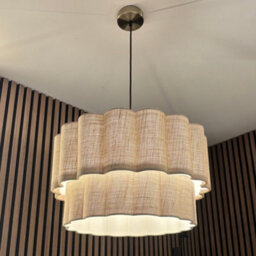 CGC Interiors Cgc Selina Scalloped Two Tier Cream Linen Drum Lampshade Large 48Cm - thumbnail 5