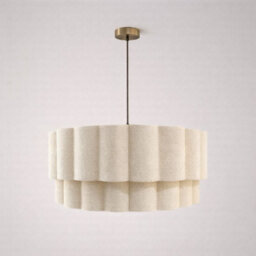 CGC Interiors Cgc Selina Scalloped Two Tier Cream Linen Drum Lampshade Large 48Cm - thumbnail 1