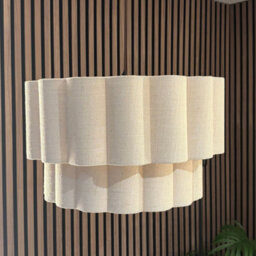 CGC Interiors Cgc Selina Scalloped Two Tier Cream Linen Drum Lampshade Large 48Cm - thumbnail 2