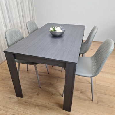 Kosy Koala Modern Charcoal Dining Table Set With 4 Grey Gem Pattern Chairs Dining Room Furniture - image 1
