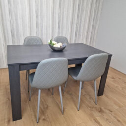 Kosy Koala Modern Charcoal Dining Table Set With 4 Grey Gem Pattern Chairs Dining Room Furniture - thumbnail 2