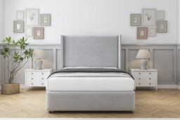 "Comfort Ayla Silver Plush Divan Bed Set No Drawers - 54"" Wingback & 12"" Footboard 6' Super King" - thumbnail 1