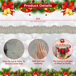 Neel Blue White Metallic Shiny Christmas Tinsel Garland For Xmas Tree & Home Decorations, 2M X 9Cm - thumbnail 2