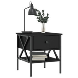 Berkfield Industrial Bedside Table Black 40X42X45 Cm Engineered Wood - thumbnail 3