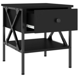 Berkfield Industrial Bedside Table Black 40X42X45 Cm Engineered Wood - thumbnail 6