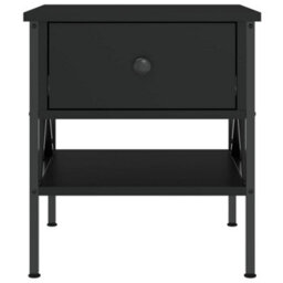 Berkfield Industrial Bedside Table Black 40X42X45 Cm Engineered Wood - thumbnail 5