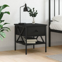 Berkfield Industrial Bedside Table Black 40X42X45 Cm Engineered Wood - thumbnail 2