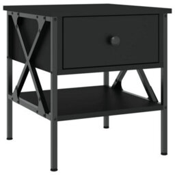 Berkfield Industrial Bedside Table Black 40X42X45 Cm Engineered Wood - thumbnail 1