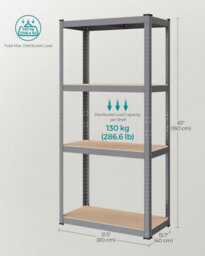 Songmics 4-Tier Storage Rack, Boltless Steel Shelving Unit, Shelf, For Garage And Shed, Grey - thumbnail 2