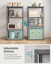Songmics 4-Tier Storage Rack, Boltless Steel Shelving Unit, Shelf, For Garage And Shed, Grey - thumbnail 5