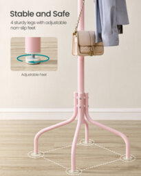 Songmics Coat Stand, Metal Coat Rack With 12 Hooks, 4 Legs, Hang Coats, Jackets, Hats, Bags, Jelly Pink - thumbnail 5