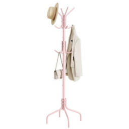 Songmics Coat Stand, Metal Coat Rack With 12 Hooks, 4 Legs, Hang Coats, Jackets, Hats, Bags, Jelly Pink - thumbnail 2