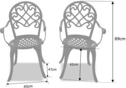 Centurion Supports Prego 2-Large Garden And Patio Bistro Chairs With Armrests In Cast Aluminium Black - thumbnail 6