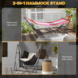 Outsunny Foldable Hammock Stand, 2 In 1 Hammock Chair Stand - thumbnail 4