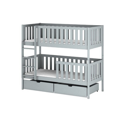 Arte Michalina Grey Wooden Bunk Bed With Storage 90 X 190Cm - Foam Bonnell Mattresses Included - image 1