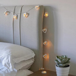 1.5M Battery Powered Wooden Heart Warm White Led String Lights - thumbnail 2