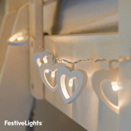 1.5M Battery Powered Wooden Heart Warm White Led String Lights - thumbnail 3