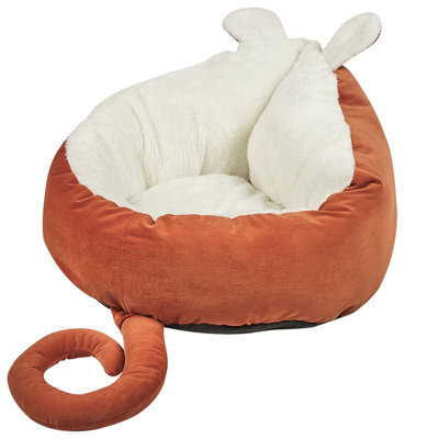 Beliani Pet Bed Hassa Velvet Orange - image 1