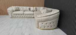 Ambassador Corner Sofa In Champagne Velvet & Gold Plush Velvet  270Cm X 270Cm - thumbnail 2