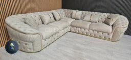 Ambassador Corner Sofa In Champagne Velvet & Gold Plush Velvet  270Cm X 270Cm - thumbnail 1