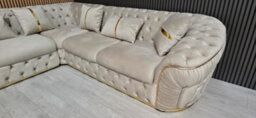 Ambassador Corner Sofa In Champagne Velvet & Gold Plush Velvet  270Cm X 270Cm - thumbnail 4