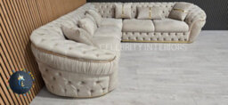 Ambassador Corner Sofa In Champagne Velvet & Gold Plush Velvet  270Cm X 270Cm - thumbnail 3