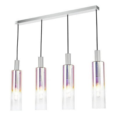 Ruben 4 Light Bar Pendant Satin Silver And Ribbed Iridised Glass - image 1