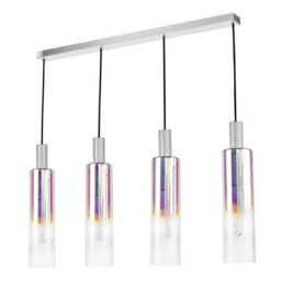 Ruben 4 Light Bar Pendant Satin Silver And Ribbed Iridised Glass - thumbnail 2