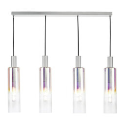 Ruben 4 Light Bar Pendant Satin Silver And Ribbed Iridised Glass - thumbnail 3