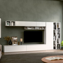Decorotika Chantilly  Moduler Modern Tv Unit Wall Mount Customizable Layout High Gloss White - thumbnail 3