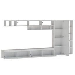 Decorotika Chantilly  Moduler Modern Tv Unit Wall Mount Customizable Layout High Gloss White - thumbnail 5