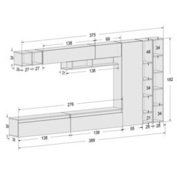 Decorotika Chantilly  Moduler Modern Tv Unit Wall Mount Customizable Layout High Gloss White - thumbnail 6