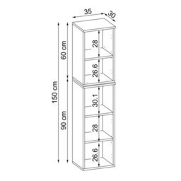 Roomart Lotus Wall Mounted Bathroom Towel Storage Cabinet 150Cm High In Anthracite And Oak Finish - thumbnail 5