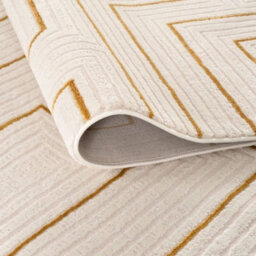 The Rugs Carmel Cream/gold Geometric Design Area Rug And Runner Non Shedding, Stain Resistant, Soft - thumbnail 3