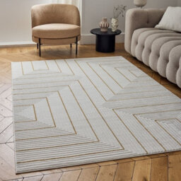 The Rugs Carmel Cream/gold Geometric Design Area Rug And Runner Non Shedding, Stain Resistant, Soft - thumbnail 1