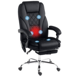 Vinsetto Massage Office Chair, Heated Reclining Desk Chair, Black - thumbnail 2