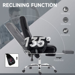 Vinsetto Massage Office Chair, Heated Reclining Desk Chair, Black - thumbnail 6