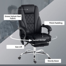 Vinsetto Massage Office Chair, Heated Reclining Desk Chair, Black - thumbnail 7