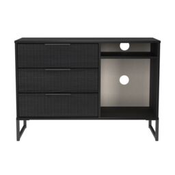 Ancona Matt Black Ash Tv Stand With 2 Shelves & 3 Drawers, (H)68.3Cm X (W)96.8Cm X (D)39.2Cm - thumbnail 2