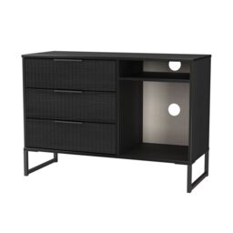 Ancona Matt Black Ash Tv Stand With 2 Shelves & 3 Drawers, (H)68.3Cm X (W)96.8Cm X (D)39.2Cm - thumbnail 6