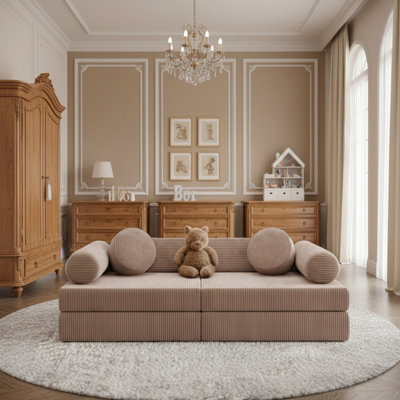 Living Room Upholstered Bench With Foam Core, Freestanding Design Plus Loose Back Cushions 130 X 65 X 43 Pink - image 1