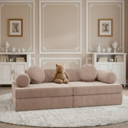 Living Room Upholstered Bench With Foam Core, Freestanding Design Plus Loose Back Cushions 130 X 65 X 43 Pink - thumbnail 2