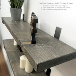 Mkgt Handcrafted Rustic Wooden Floating Shelves, Solid Wood, Made In Uk Wall Mounted Shelf (Driftwood Set Of 2, 140Cm) - thumbnail 7