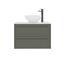 Royal Bathrooms Royal Bathroom Elmore 800mm Matt Green Wall Mounted Countertop Bathroom Vanity Unit 2 Drawer With Breeze Basin - thumbnail 7