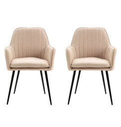 Hallowood Furniture Light Brown Fabric Chair With Metal Legs (Pair) - thumbnail 8